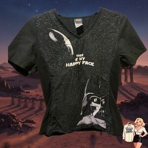 Ladies Medium Stretch Fit Star Wars Darth Vader Short Sleeve Top